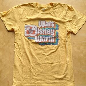 Disney Yellow Crewneck T-Shirt with Subtle Castle Logo